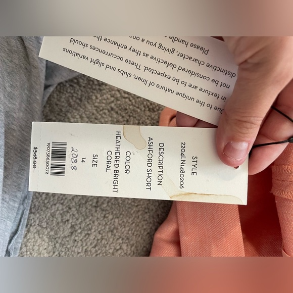 NWT Veronica Beard|| Ashford Belted Shorts in coral Size 14 linen Paper Bag - Picture 9 of 10